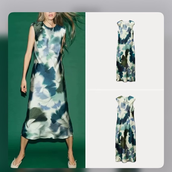 Zara Dresses & Skirts - Zara NWT Printed Satin Midi Dress - Size Small